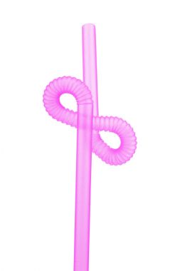 pink straw isolated on white background clipart
