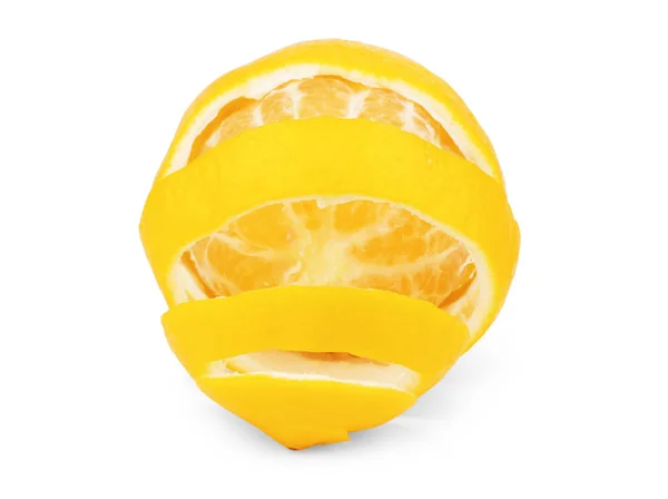 Scorza di limone isolata su fondo bianco — Foto Stock