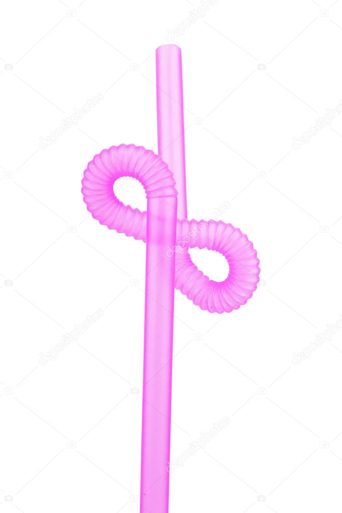 pink straw isolated on white background