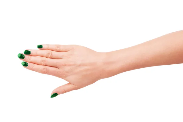 Женские руки с аккуратным маникюром. Изолированный на белом фоне . — стоковое фото