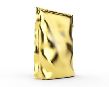 Boş folyo plastik beyaz kahve çanta beyaz arka plan üzerinde izole