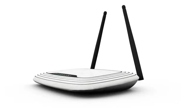 Een modemrouter met twee antennes voor draadloos netwerk (3d rend — Stockfoto