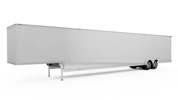 Blank white parked semi trailer, isolated on white background — Stock Photo, Image