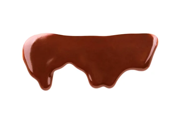Chocolade siroop druppels in vorm van gloeilamp geïsoleerd op wit — Stockfoto