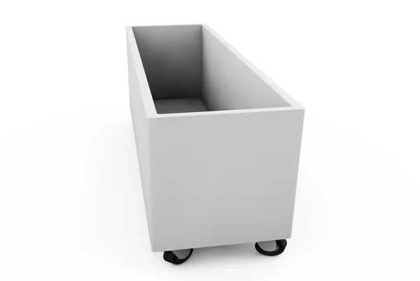 Caja sobre ruedas 3D renderizar sobre fondo blanco — Foto de Stock