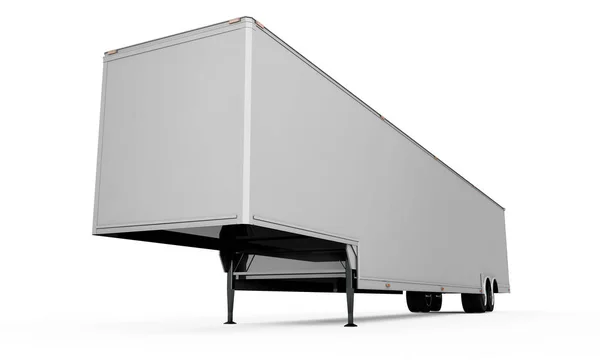Blank white parked semi trailer, isolated on white background — Stock Photo, Image