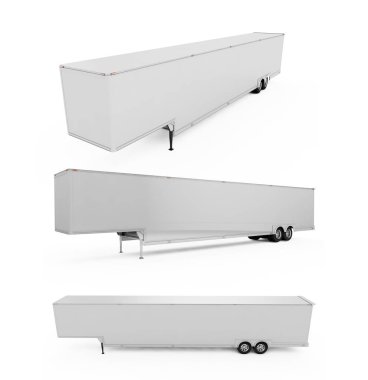 Beyaz arka plan üzerinde izole boş Beyaz Park edilmiş yarı römork