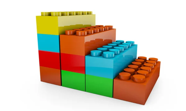 Красочные строительные блоки, изолированные на белом 3D рендере — стоковое фото