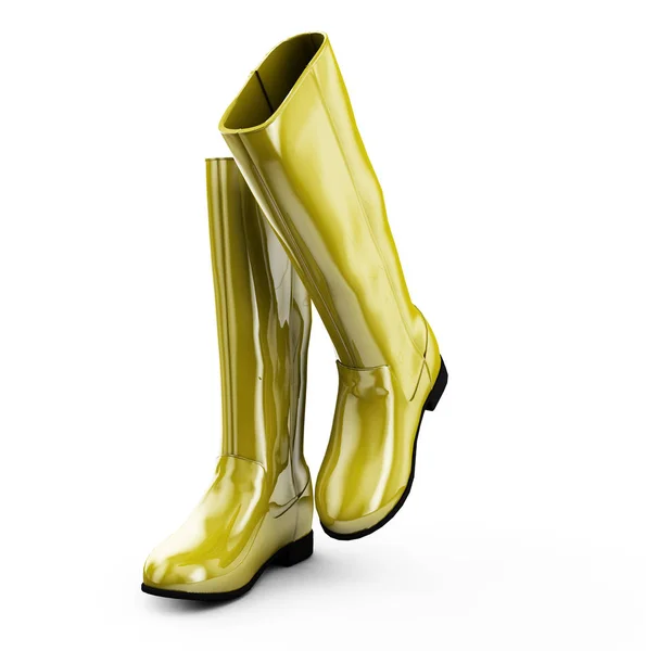 Yellow boots on White 3D Illustration — Stock Photo, Image