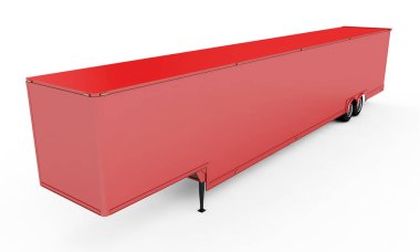 Boş beyaz park edilmiş yarı römork üzerinde beyaz izole, arka plan 3d