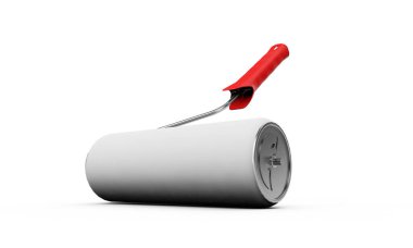 Beyaz arka plan üzerinde 3d render izole boya silindiri