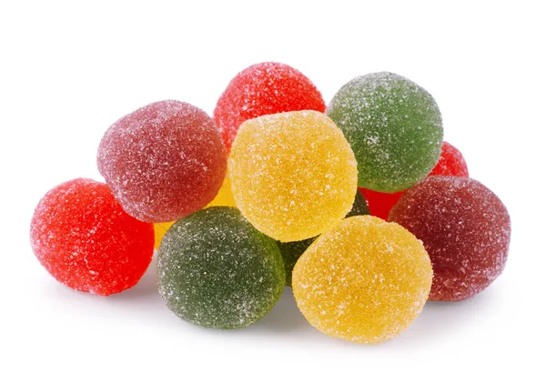 Dulces coloridos de jalea de frutas (mermelada) sobre un fondo blanco — Foto de Stock