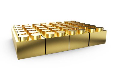 renkli yapı taşları üzerinde beyaz 3d render izole