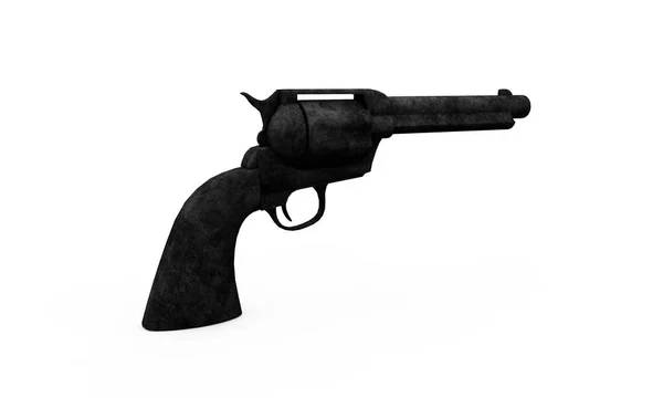 Modrá revolver na růžovém pozadí, 3d vykreslení. Kreativní koncept — Stock fotografie