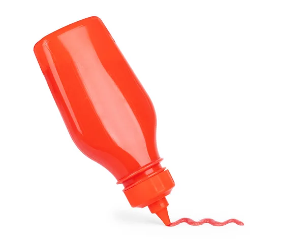Bottiglia di Ketchup isolata su fondo bianco con clipping pat — Foto Stock