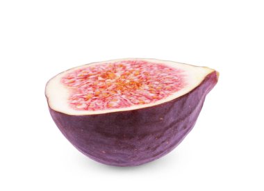 Beyaz bir arka plan üzerinde incir yarısı