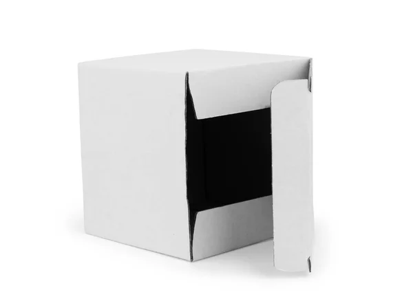 Крупним планом шаблон білої коробки на білому тлі — стокове фото