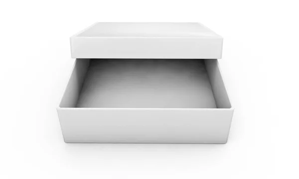 3D-weergave leeg open rechthoekige doos met doos aparte wit — Stockfoto
