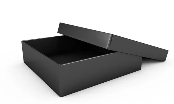 3d rendering üres nyitott téglalap alakú doboz doboz külön fehér — Stock Fotó