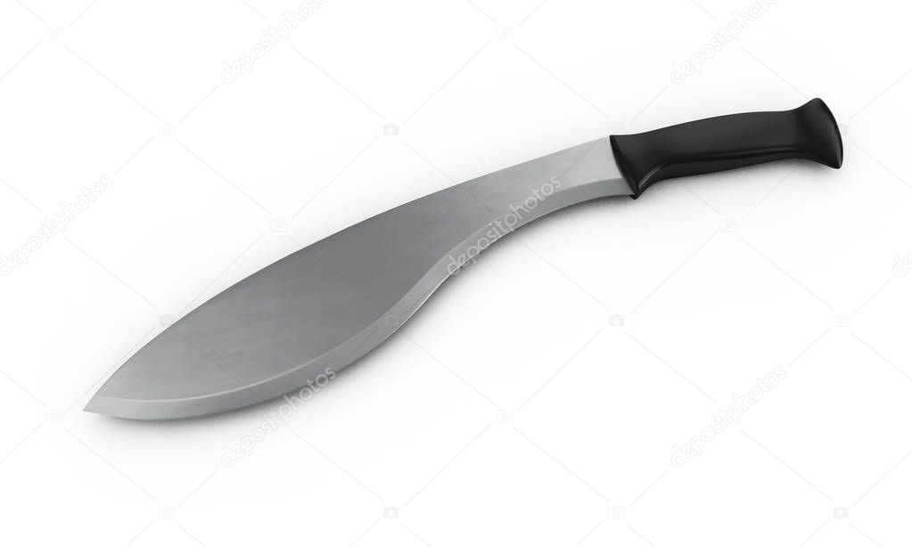 3D rendering of machete, isolated on white background.