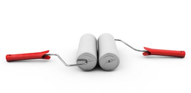 Beyaz arka plan üzerinde 3d render izole boya silindiri