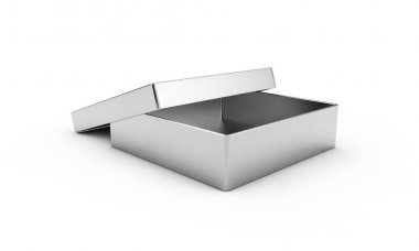 3D render boş açık dikdörtgen kutu kutu ayrı ile beyaz 