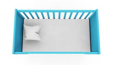 Beyaz arka plan üzerinde izole ahşap karyolası yatak. 3D render.