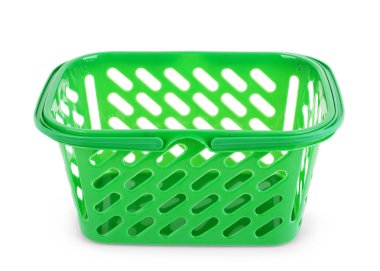 boş plastik alışveriş sepeti üzerine beyaz izole