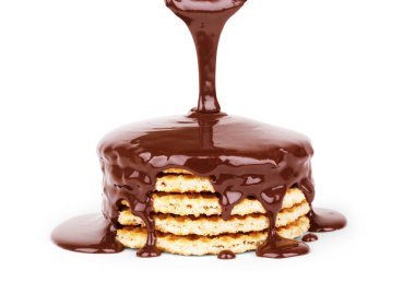 çikolata lezzetli waffle dökülür