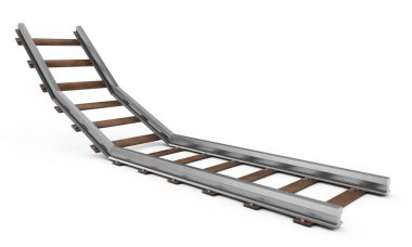 Mesafe o kaybolan bir tren yolu bir 3d render