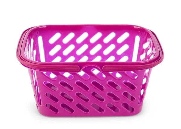 Empty plastic shopping basket isolated on white