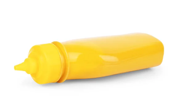 Botella de mostaza amarilla sobre fondo blanco —  Fotos de Stock