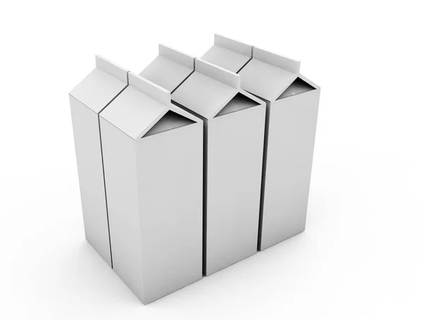 Krabice Prázdná Šťávy Maloobchodní Balení Maketa Izolované Bílém Vykreslování — Stock fotografie