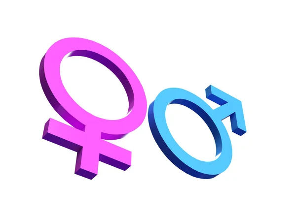 Símbolo de género masculino femenino aislado. Renderizado 3D — Foto de Stock