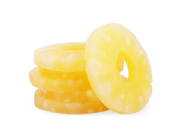 Pineapple rings in syrup on a white background — Stock Photo, Image