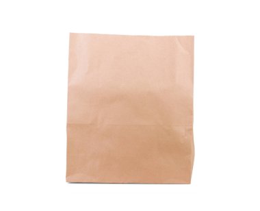 Kağıt torba beyaz arkaplanda izole edildi 