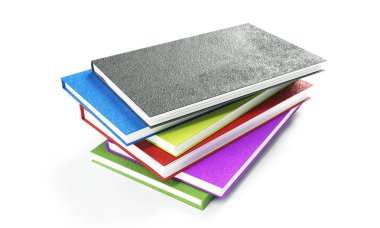 Os renkli kitap üzerinde beyaz 3d render izole