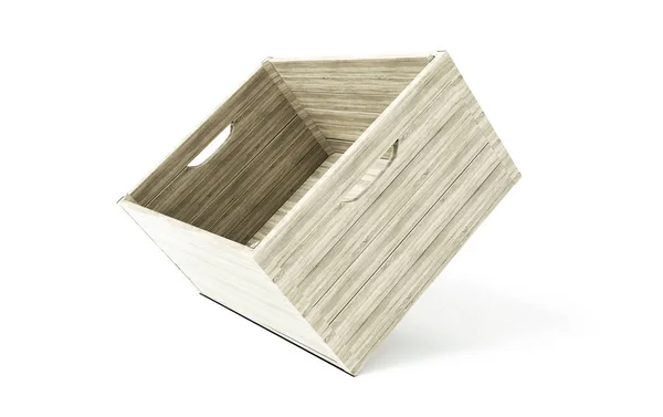 Caixas de madeira empilhar isolado no fundo branco 3d renderização — Fotografia de Stock