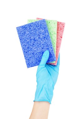 Beyaz arka planda el bezi olan.