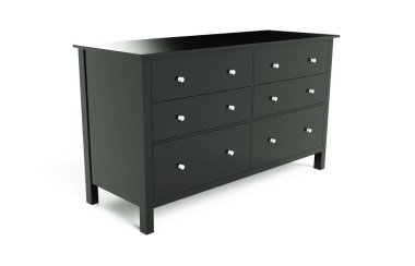 Ahşap şifonyer beyaz arka planda izole edilmiş. 3d hazırlayıcı