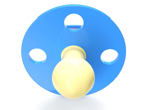 Blauwe baby dummy 3d maken illustratie geïsoleerd op witte backgro — Stockfoto