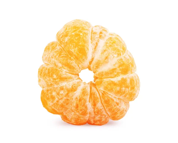 Oloupaná mandarinka na bílém pozadí — Stock fotografie