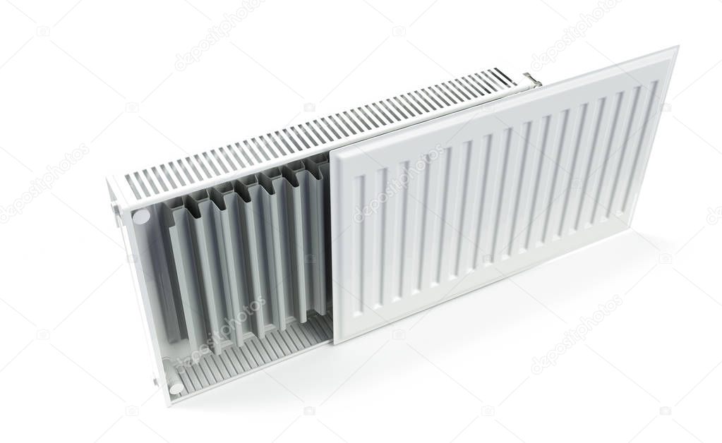 heating radiator with radiator thermostatic valve on the wall, 3