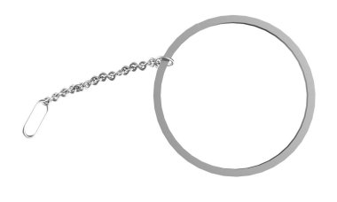 Boş metal kare beyaz anahtarlık üst görünüm, 3D görüntüleme