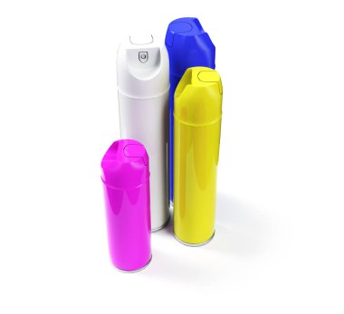 3 boyutlu beyaz sprey boya kutusu.