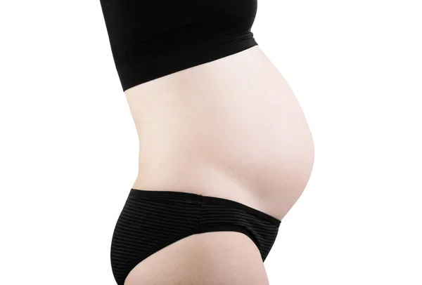 Silhouette of a pregnant in lingerie on a white background — Stock Photo, Image