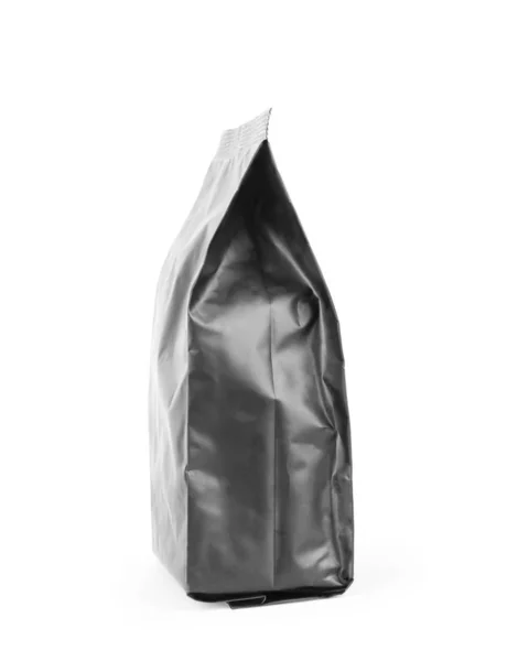 Black blank Snack bag package on white background — Stock Photo, Image