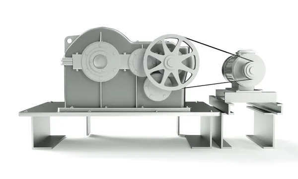 Motore elettrico su sfondo bianco, isolare.. rendering 3D di — Foto Stock