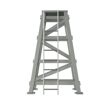 Beyaz arkaplan üzerindeki bir kulenin 3d canlandırması