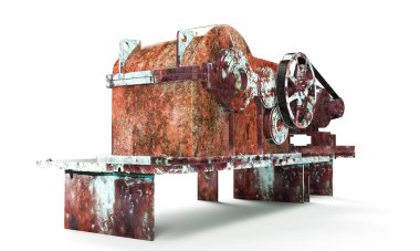 Beyaz arkaplandaki elektrik motoru, 3 boyutlu görüntülemeyi ayır 